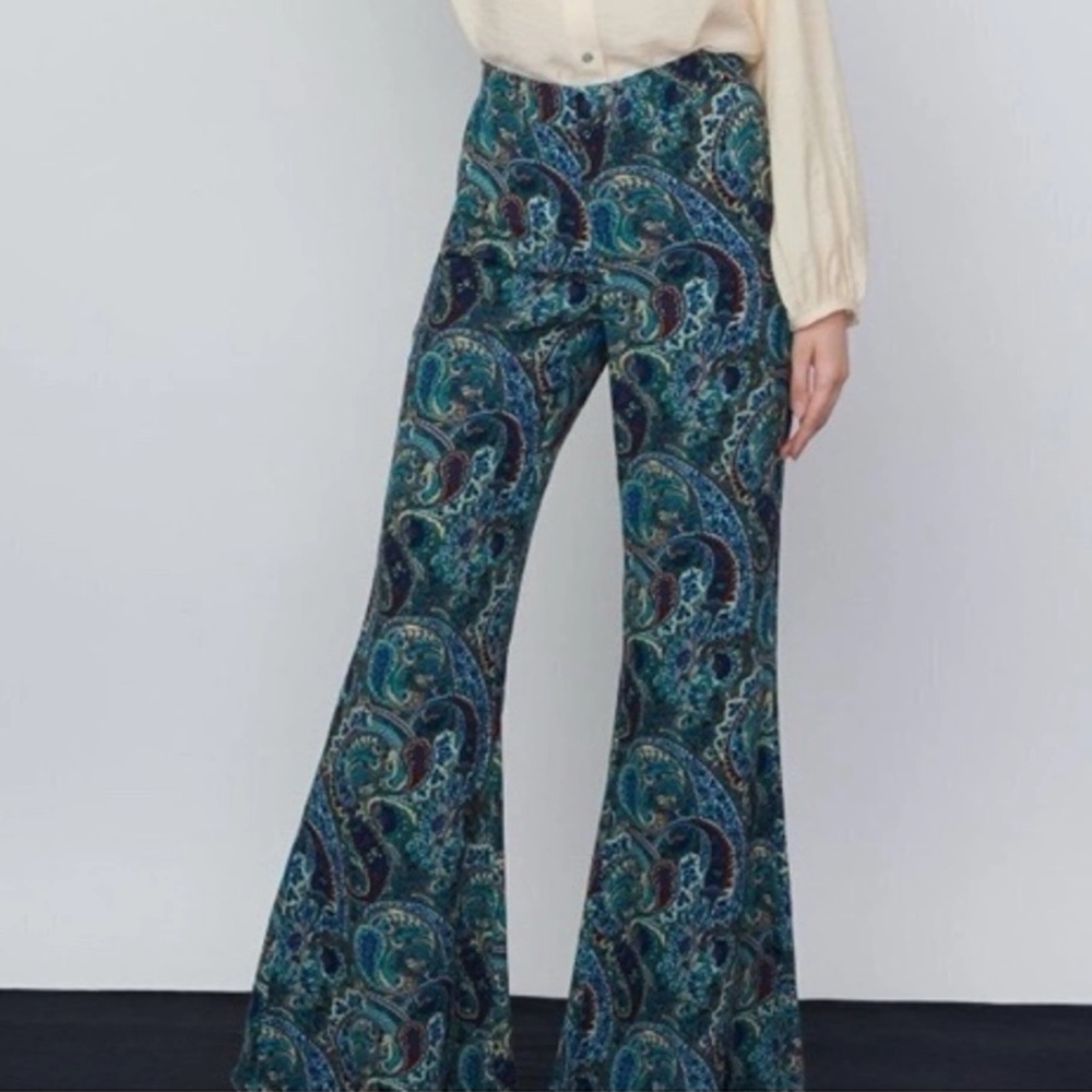 Zara Paisley Trousers Size L - Picture 17 of 17